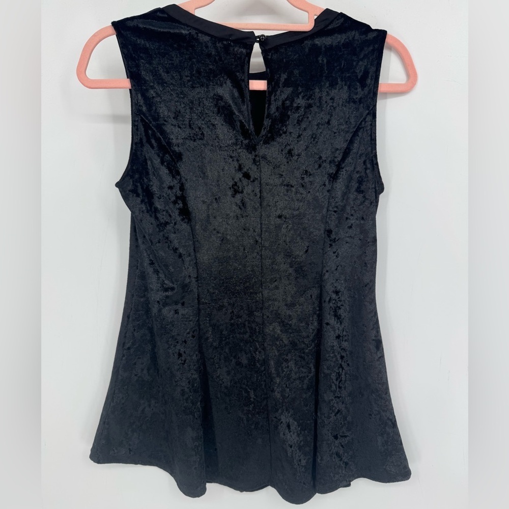 Altar'd State Black Sleeveless Peplum Velvet Long Top High Neck Size Medium - Picture 2 of 5